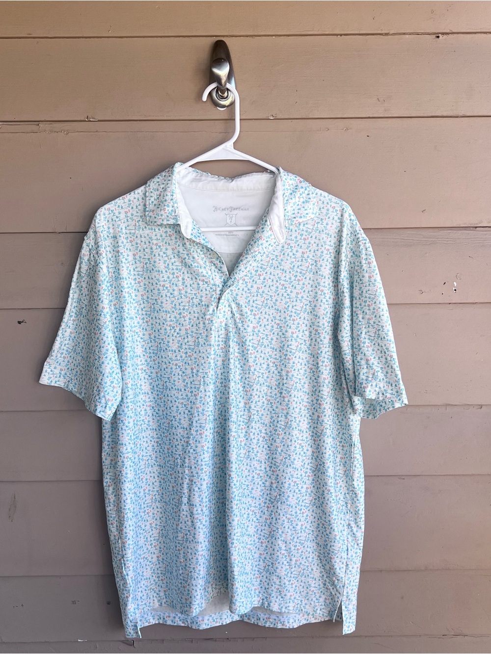 Hickey Freeman Cactus Print Performance Golf Polo Shirt Size M